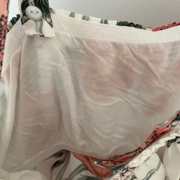 NEW La Vie En Rose Pink White and Green Floral Tank Top With Removable Straps S - Picture 7 of 9